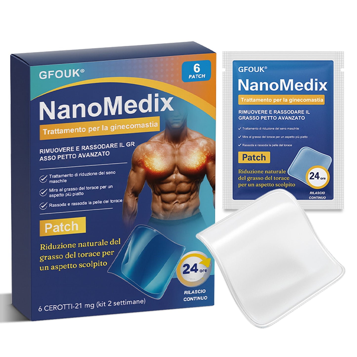 🌊GFOUK® NanoMedix Patch Ginecomastia - Azione Brucia Grassi e Tonificante